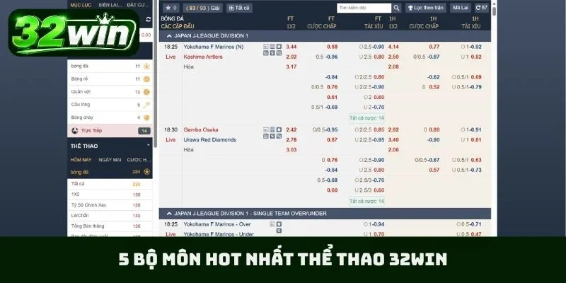 5 bộ môn HOT nhất thể thao 32WIN