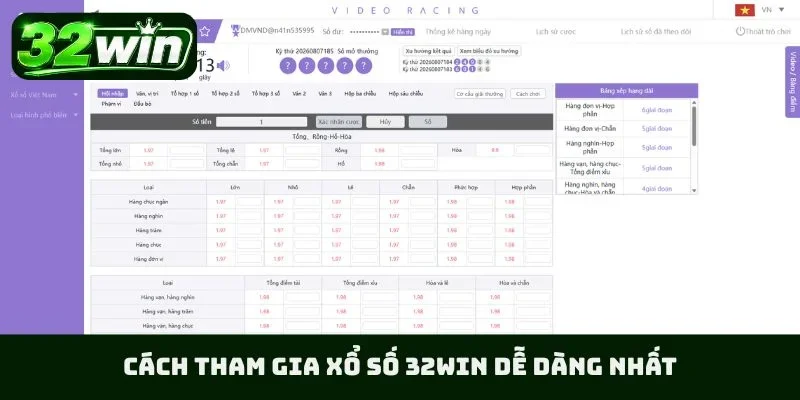 Cách tham gia xổ số 32WIN dễ dàng nhất