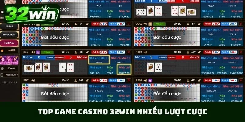 TOP game Casino 32WIN nhiều lượt cược